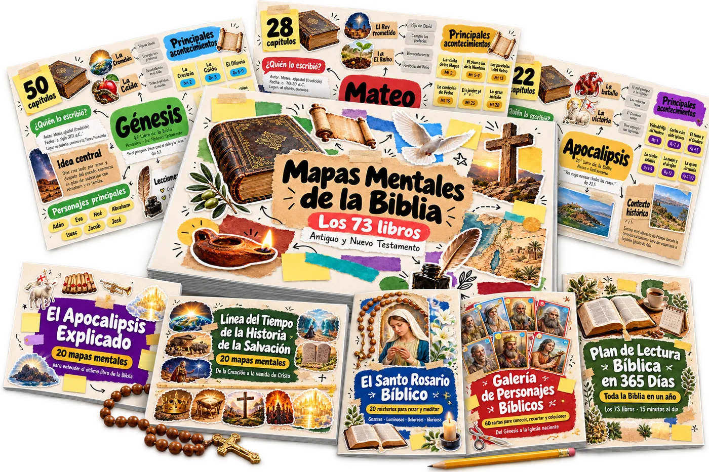 Mapas Mentales de la Biblia: los 73 libros y 5 bonos
